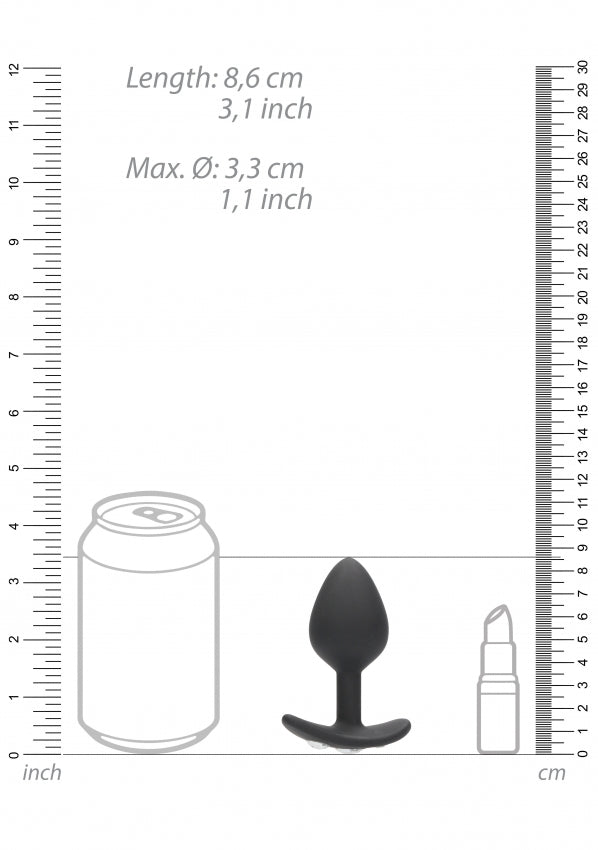 Shots Toys | OUCH! Large Diamond Butt Plug With Handle - Black 8.6 cm Butt Plug with Gem Base