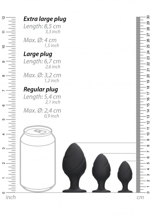 Shots Toys | OUCH! Swirled Butt Plug Set - Black
