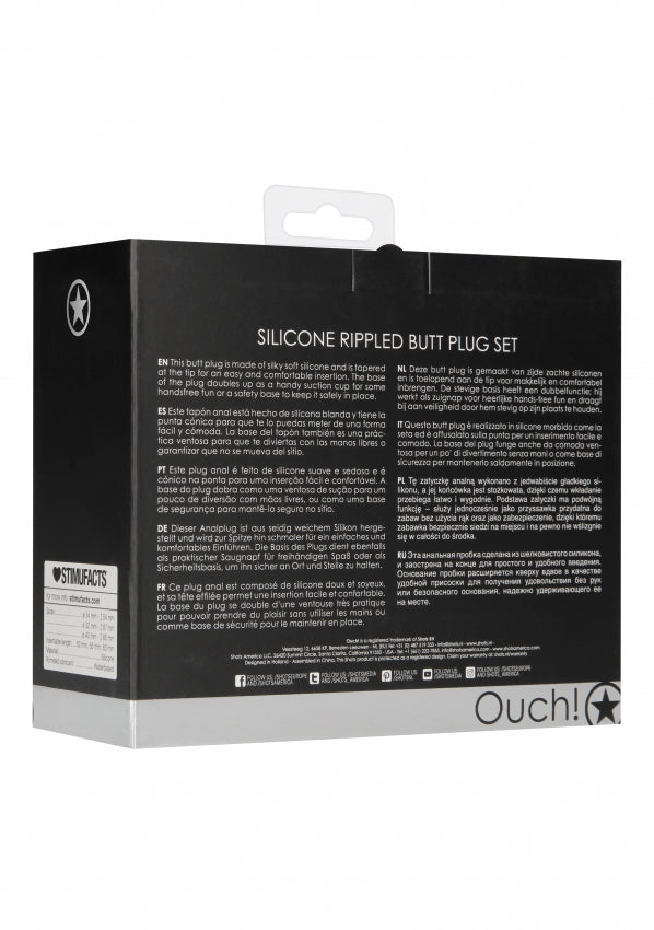Shots Toys | OUCH! Rippled Butt Plug Set - Black