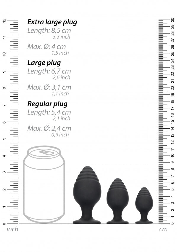 Shots Toys | OUCH! Rippled Butt Plug Set - Black
