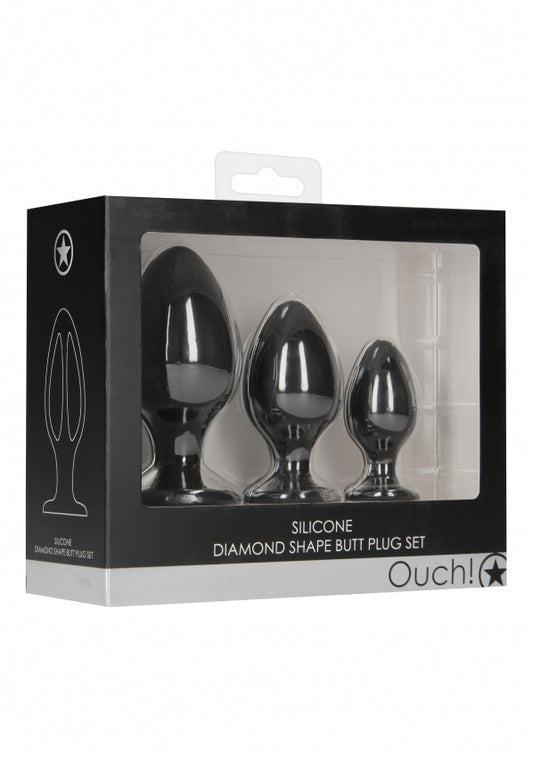 Shots Toys | OUCH! Diamond Shape Butt Plug Set - Black