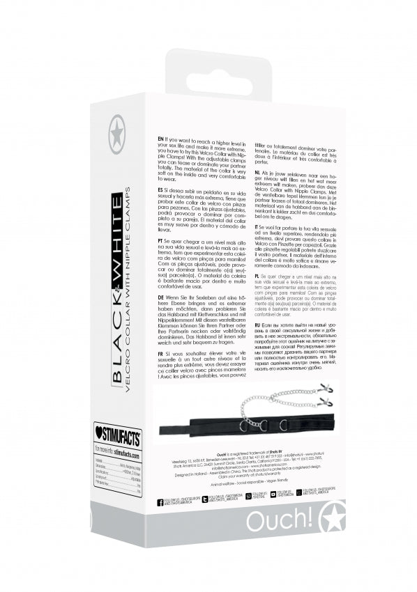 Shots Toys | OUCH! Velcro Collar With Nipple Clamps - With Adjustable Straps