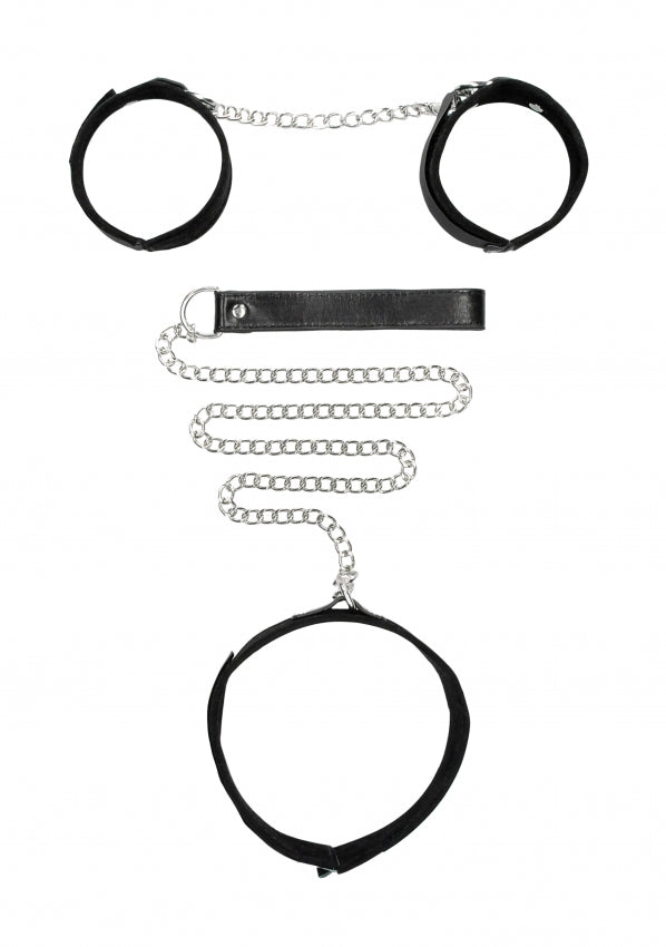 Shots Toys | OUCH! Velcro Collar With Leash And Handcuffs - With Adjustable Straps
