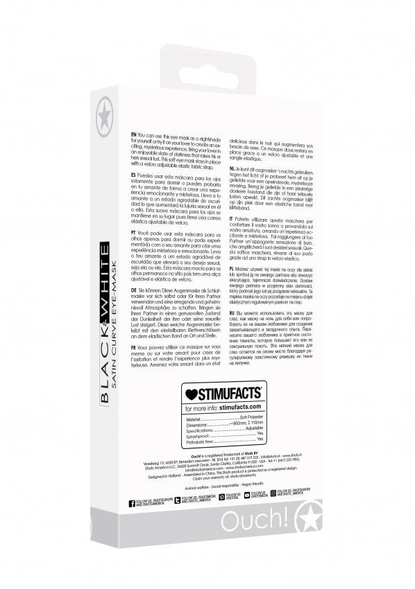 Shots Toys | OUCH! Satin Curvy Eye Mask - With Elastic Straps