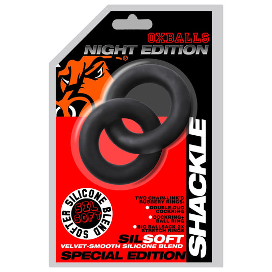 OxBalls Shackle Double Link'd Cock/Ball Rings Plus+Silicone™ Special Edition Night