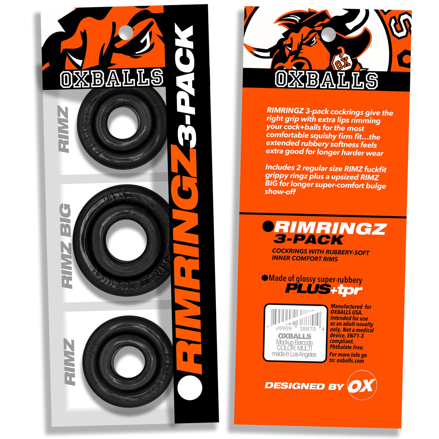 OxBalls RimRingz 3 Pc Multi Size Black