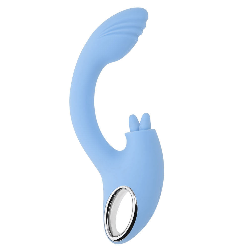 Playboy Pleasure SAPPHIRE SKY - Blue 21.6cm Vibrator with Double Tongue Stimulator