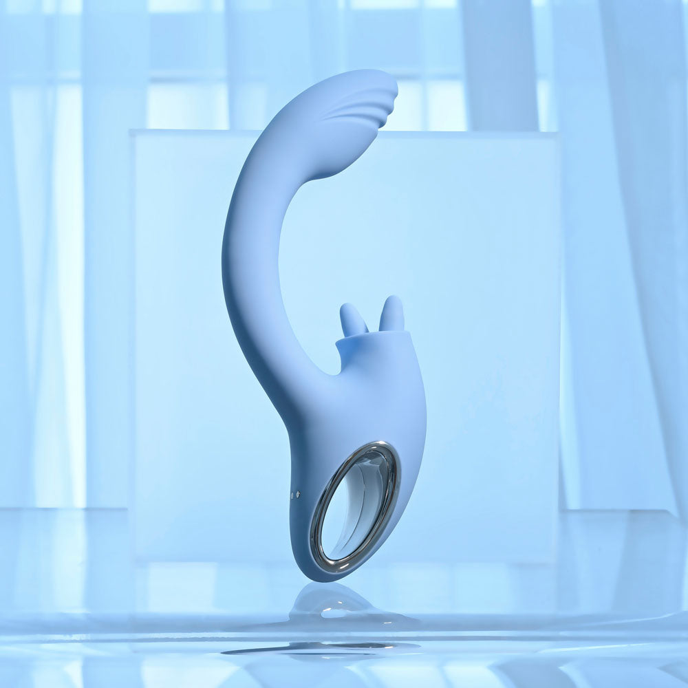 Playboy Pleasure SAPPHIRE SKY - Blue 21.6cm Vibrator with Double Tongue Stimulator