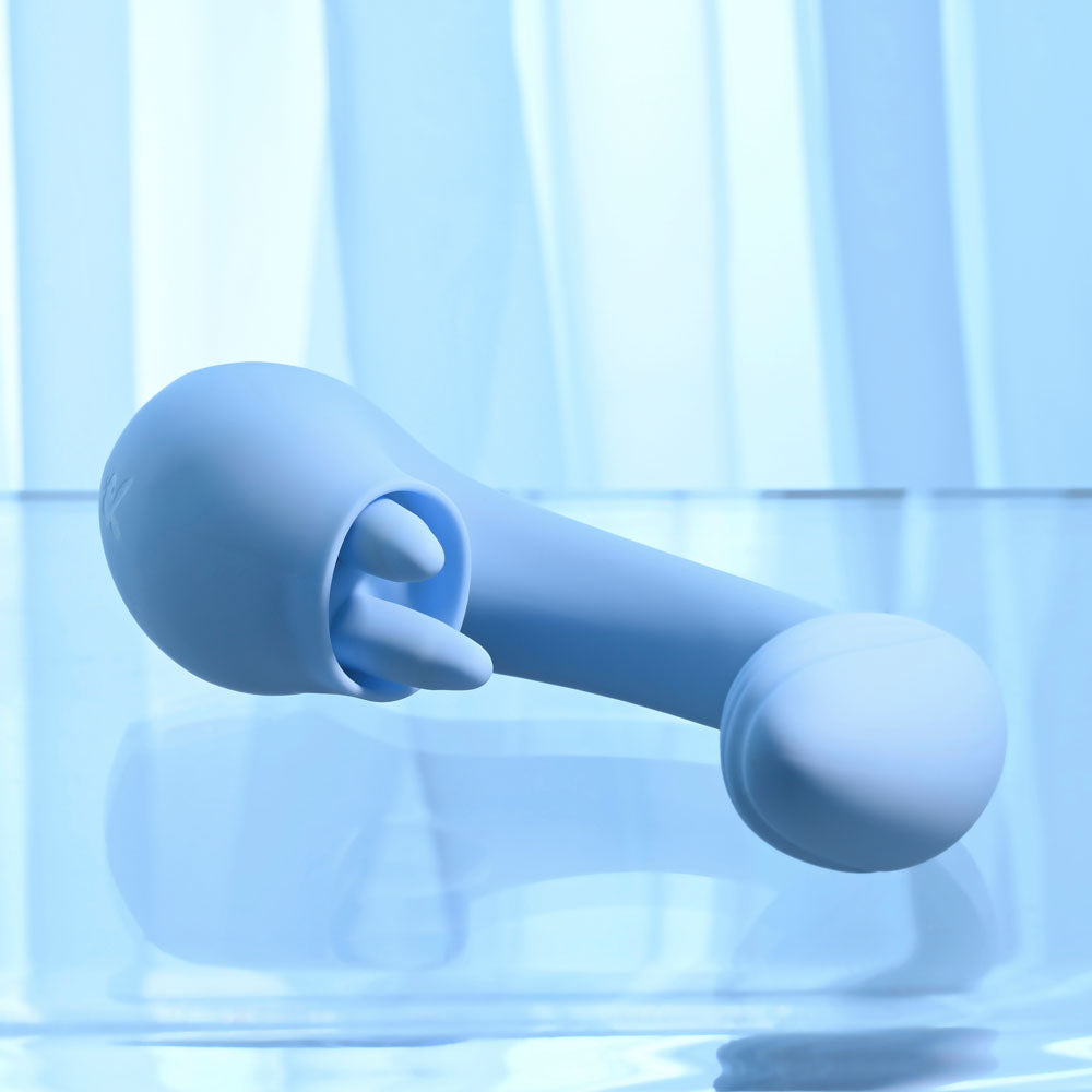 Playboy Pleasure SAPPHIRE SKY - Blue 21.6cm Vibrator with Double Tongue Stimulator