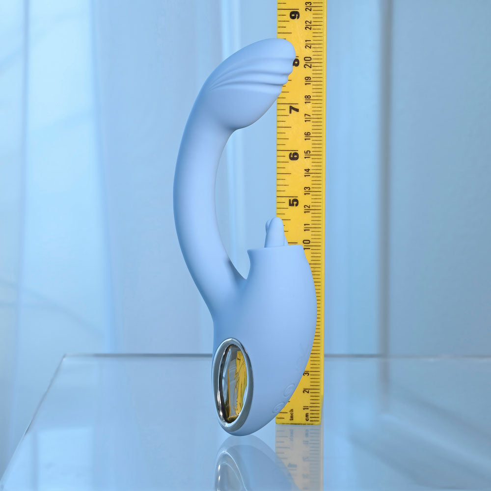 Playboy Pleasure SAPPHIRE SKY - Blue 21.6cm Vibrator with Double Tongue Stimulator
