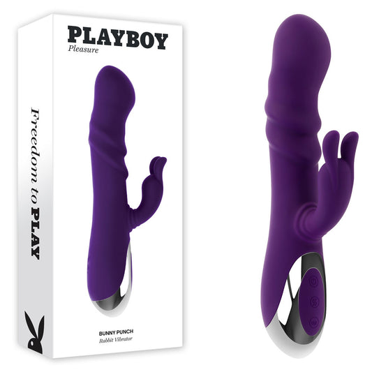Playboy Pleasure BUNNY PUNCH - Purple 24.4cm Twirling Rabbit Vibrator