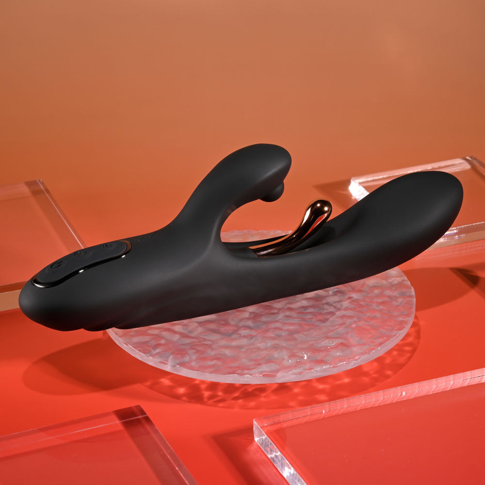 Playboy Pleasure AUREUS Black 22.7cm Rabbit Vibrator with G-Spot Tickling