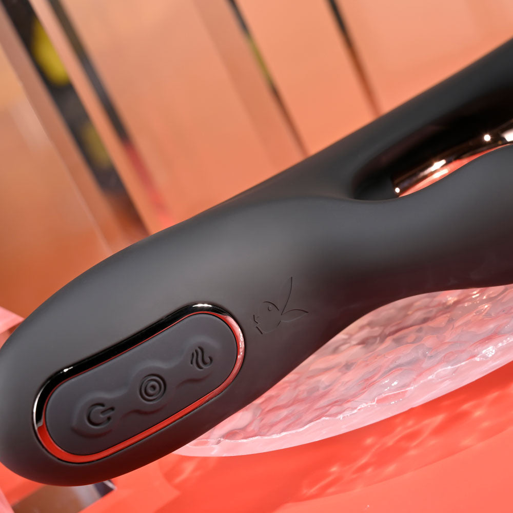 Playboy Pleasure AUREUS Black 22.7cm Rabbit Vibrator with G-Spot Tickling