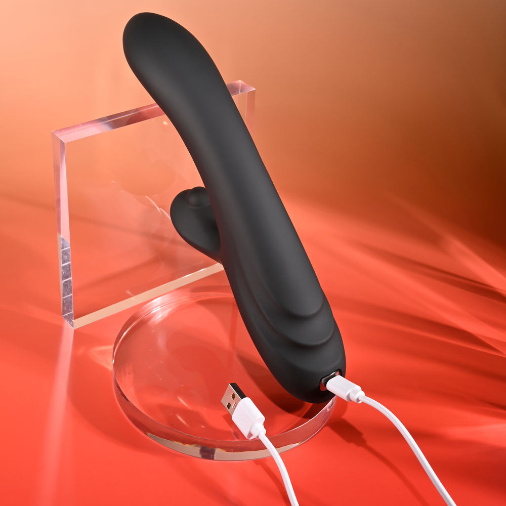 Playboy Pleasure AUREUS Black 22.7cm Rabbit Vibrator with G-Spot Tickling
