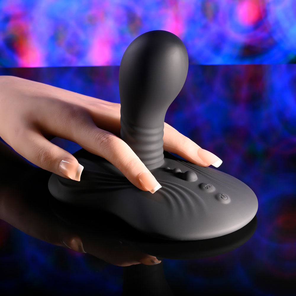 Playboy Pleasure SITTIN & SPINNIN - Black Spinning Vibrator & Grinder Pad with Remote