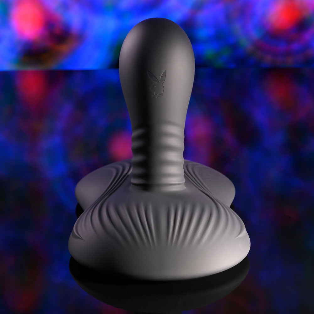 Playboy Pleasure SITTIN & SPINNIN - Black Spinning Vibrator & Grinder Pad with Remote
