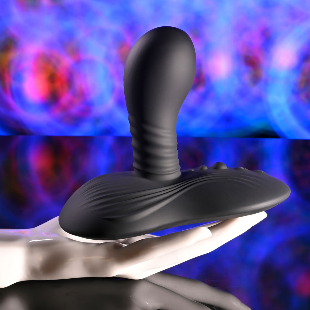 Playboy Pleasure SITTIN & SPINNIN - Black Spinning Vibrator & Grinder Pad with Remote