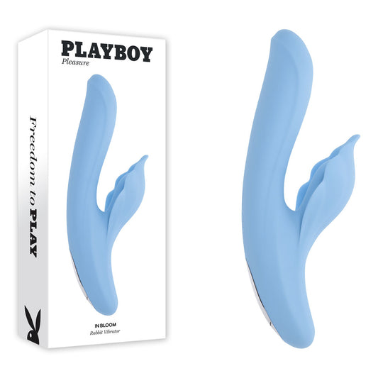 Playboy Pleasure IN BLOOM - Blue 23.5cm Thrusting Tapping & Heating Dual Vibrator