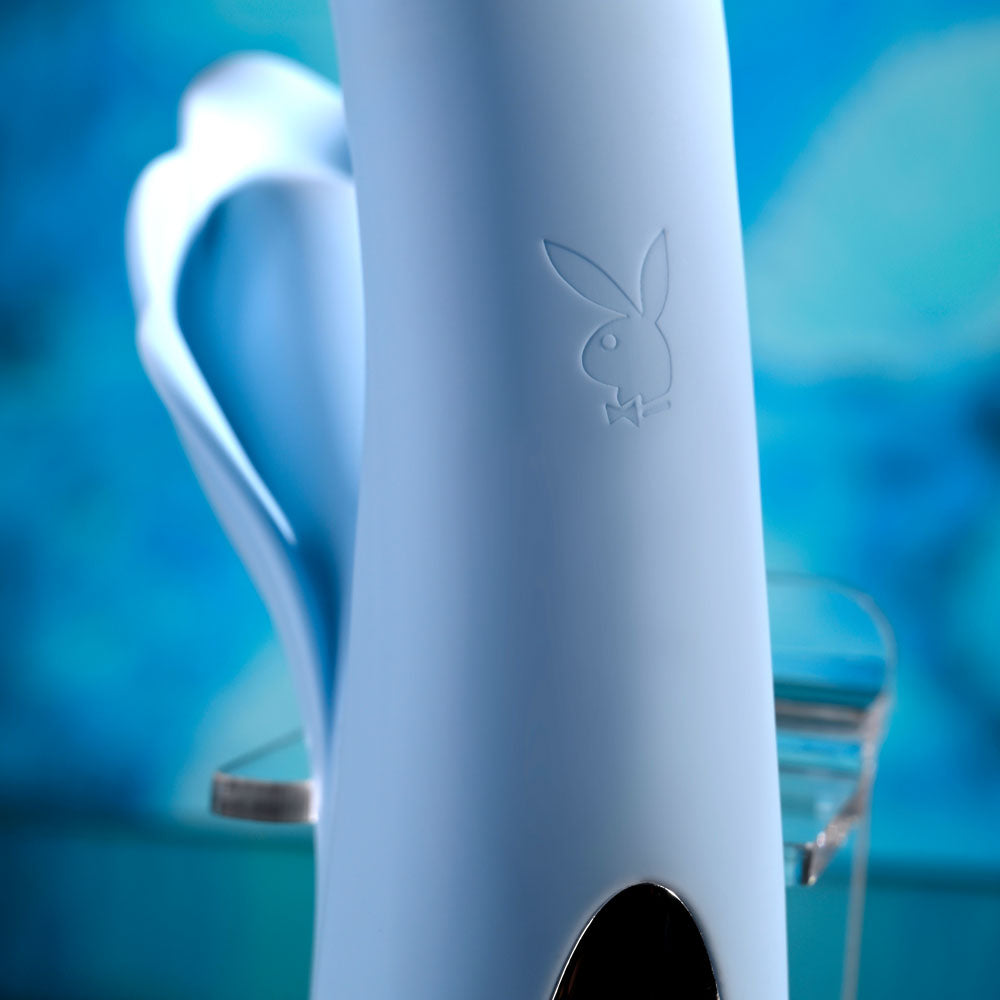 Playboy Pleasure IN BLOOM - Blue 23.5cm Thrusting Tapping & Heating Dual Vibrator
