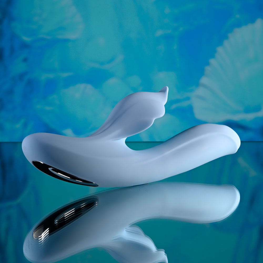 Playboy Pleasure IN BLOOM - Blue 23.5cm Thrusting Tapping & Heating Dual Vibrator