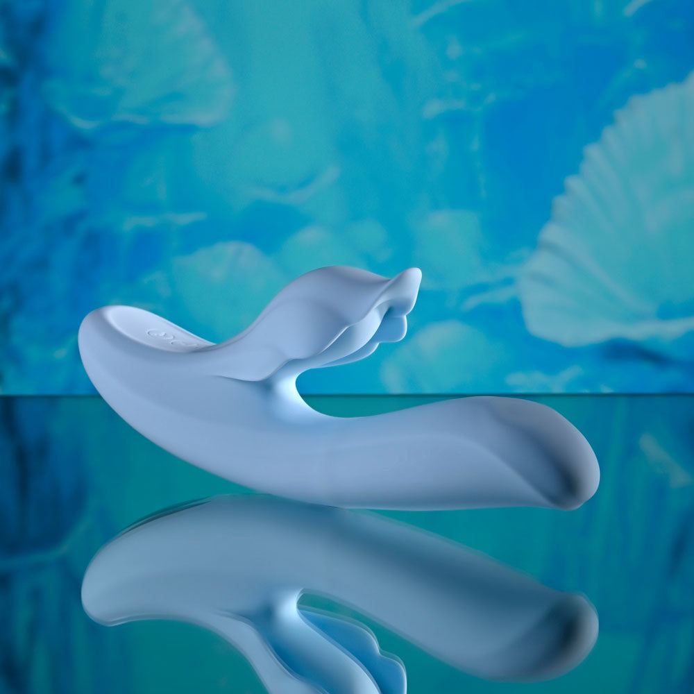 Playboy Pleasure IN BLOOM - Blue 23.5cm Thrusting Tapping & Heating Dual Vibrator