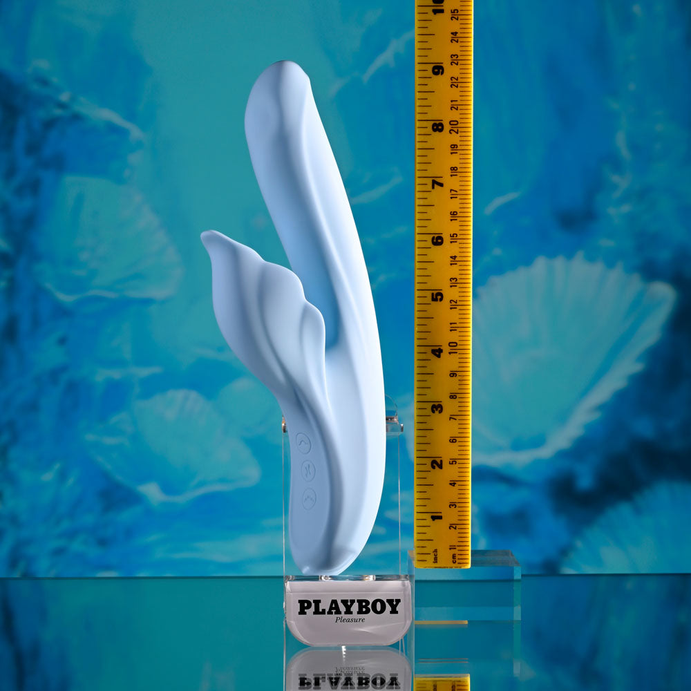 Playboy Pleasure IN BLOOM - Blue 23.5cm Thrusting Tapping & Heating Dual Vibrator