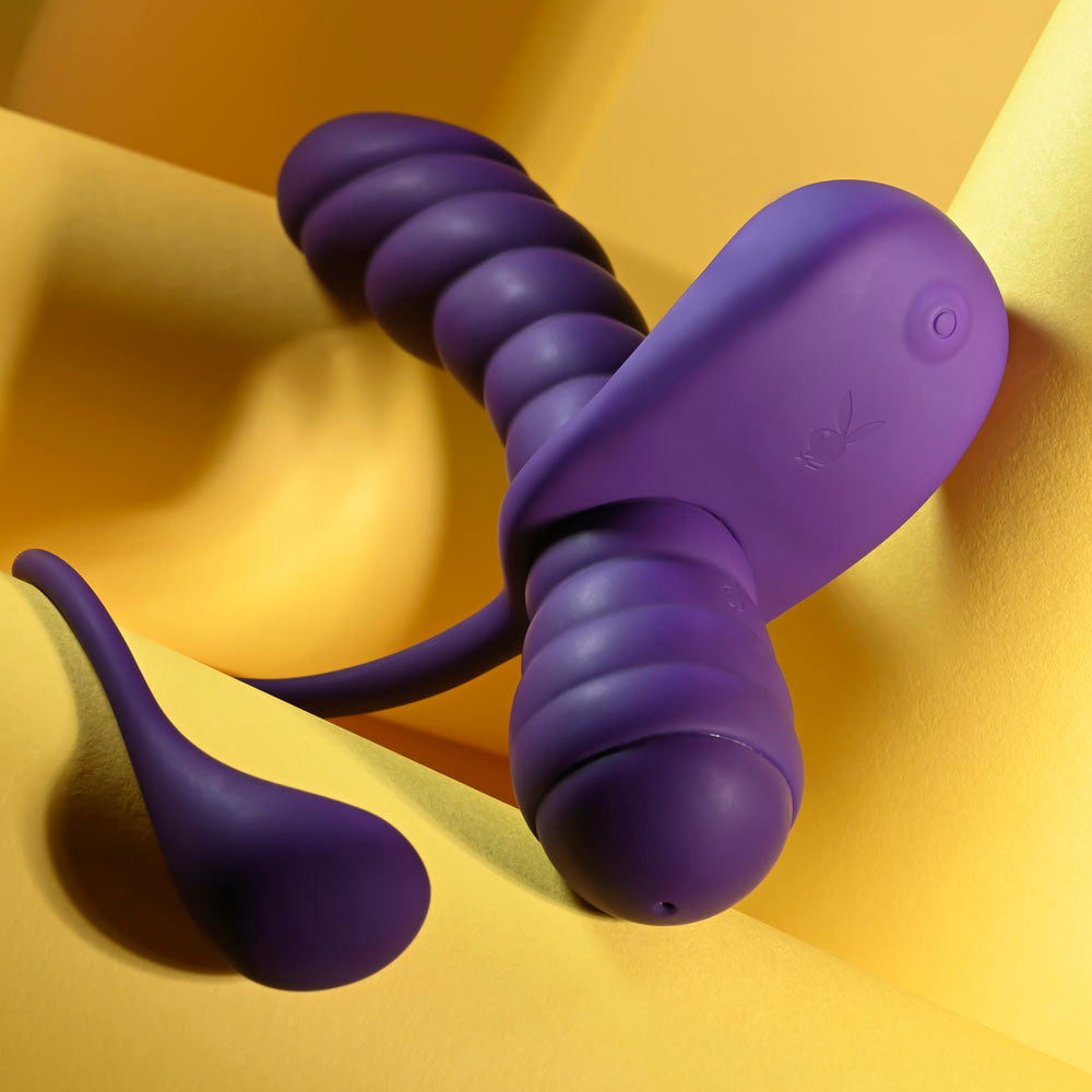 Playboy Pleasure TWISTED PLAYGROUND - Purple Vibrator and Cock Ring Kit