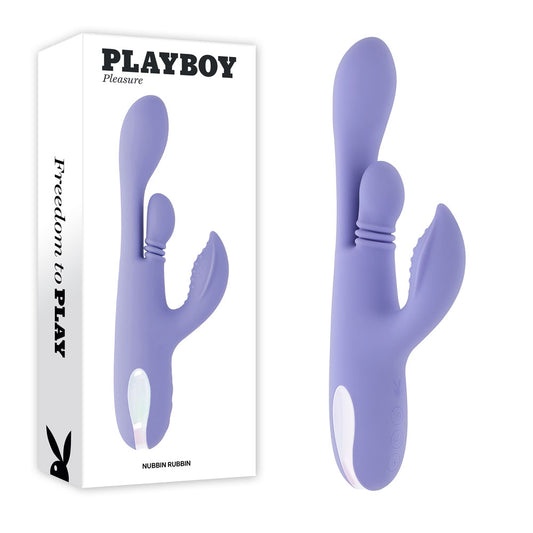 Playboy Pleasure NUBBIN RUBBIN - Purple 24.1cm Thrusting Rabbit Vibrator