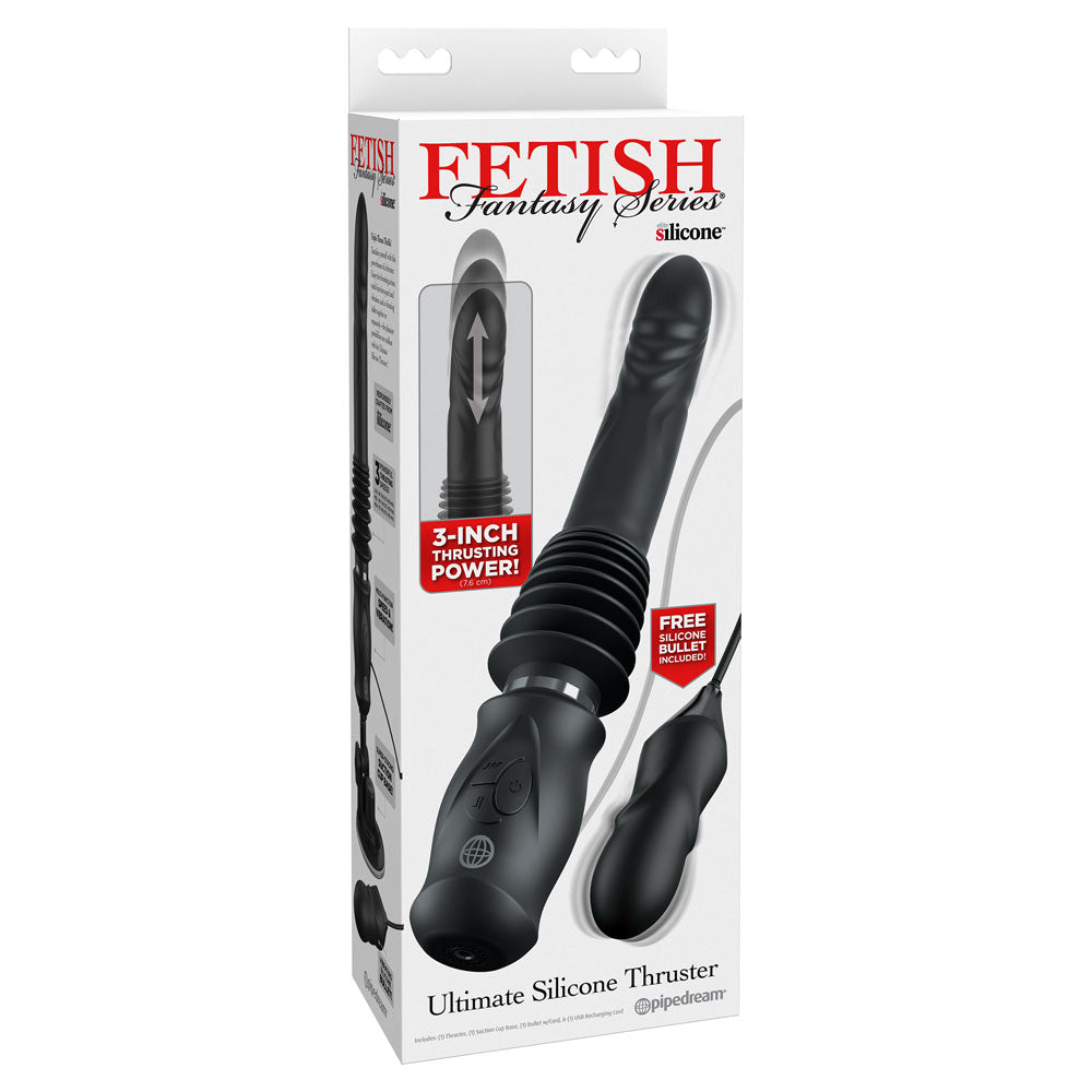 Pipedream Fetish Fantasy Series Ultimate Silicone Thruster - Black Thrusting Vibrator