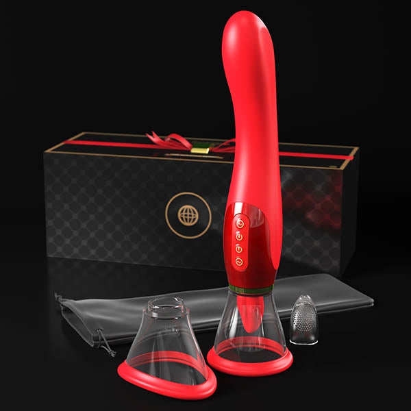 Pipedream Fantasy For Her Ultimate Pleasure - Red/Gold Sucking & Flicking Stimulator