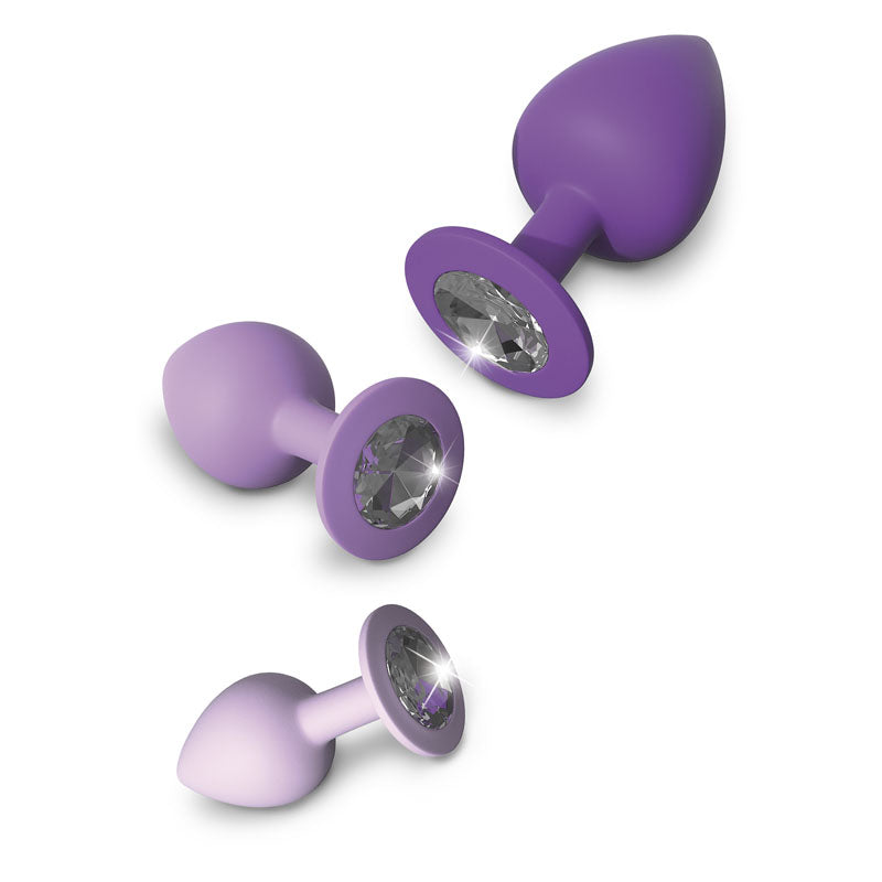 Pipedream Fantasy For Her Little Gems Trainer Set - Purple Butt Plugs with Jewel Bases - Set of 3 Sizes