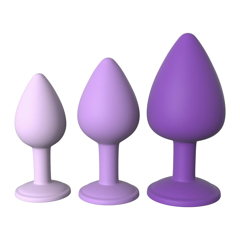 Pipedream Fantasy For Her Little Gems Trainer Set - Purple Butt Plugs with Jewel Bases - Set of 3 Sizes