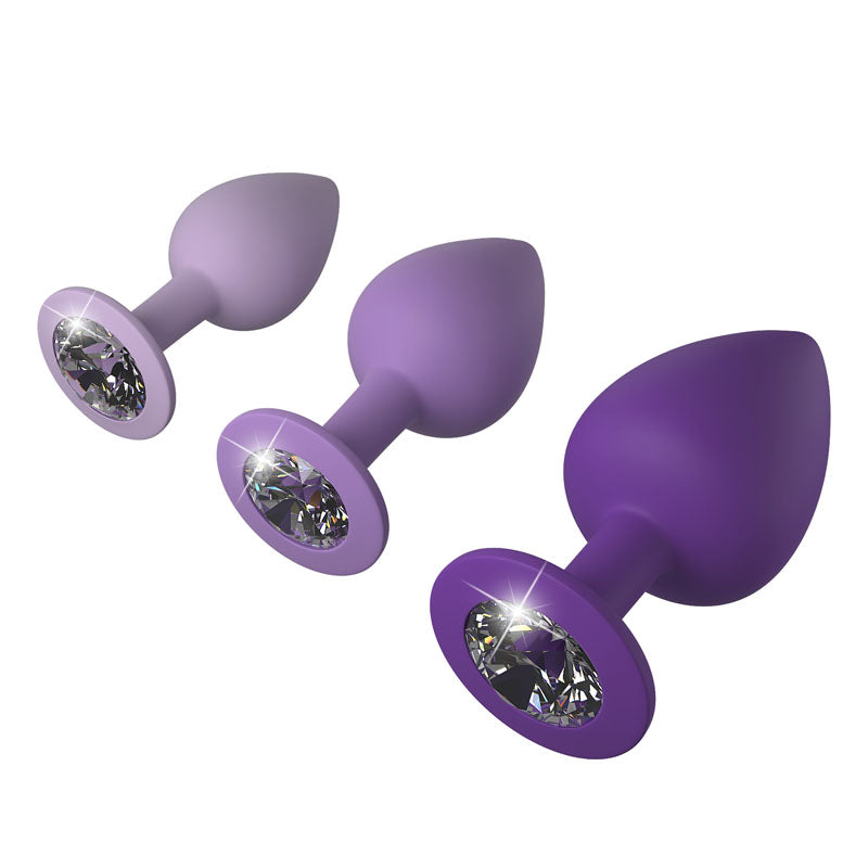 Pipedream Fantasy For Her Little Gems Trainer Set - Purple Butt Plugs with Jewel Bases - Set of 3 Sizes