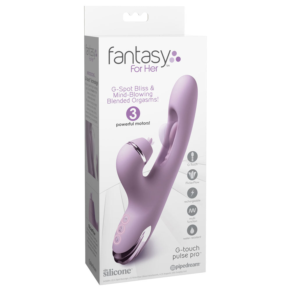 Pipedream Fantasy For Her G-Touch Pulse Pro - Rabbit Vibrator with Flicking Shaft and Tip