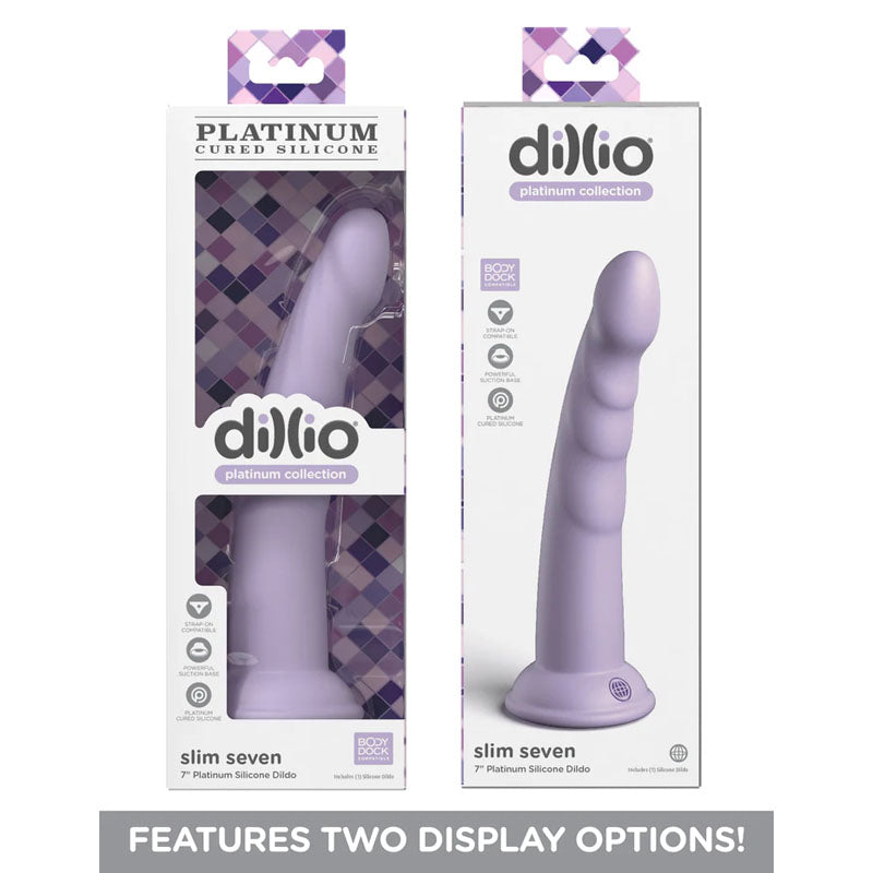 Pipedream Dillio Platinum Slim Seven - Purple 17.8cm (7") Dong