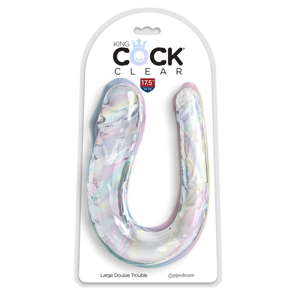 Pipedream King Cock Clear Large Double Trouble - Clear Large Double Penetration Dong
