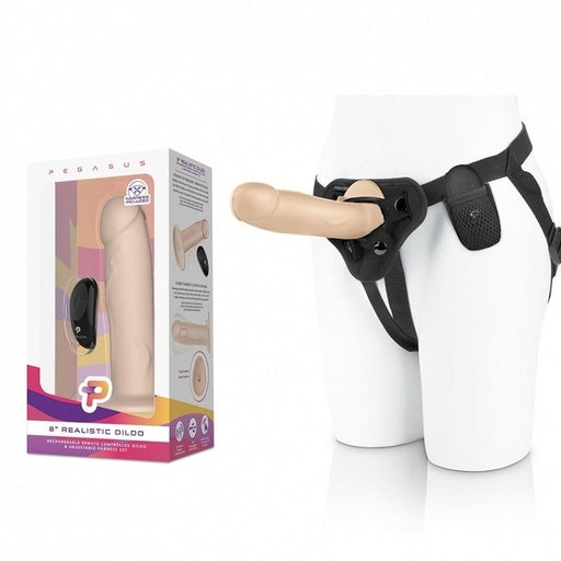 Pegasus 8” Realistic Dildo Rechargeable Remote Controlled Dildo & Adjustable Harness Set