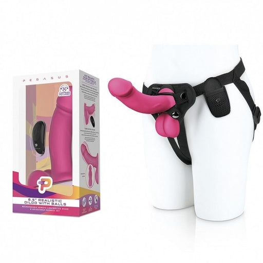Pegasus 6.5" Realistic Dildo with Balls Rechargeable Remote Controlled Dildo & Adjustable Harness Set