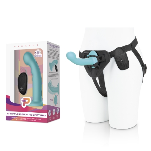 Pegasus 6” Remote Control Ripple P-Spot G-Spot Silicone Peg with Harness included