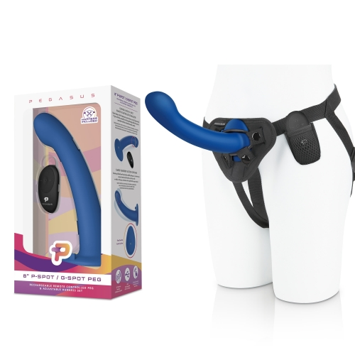Pegasus 8” Remote Control P-Spot G-Spot Silicone Peg with Harness included