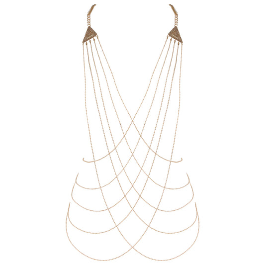 Muse Lingerie Gold Curb Chain And Bead Chains Body Harness PH002GLD One Size