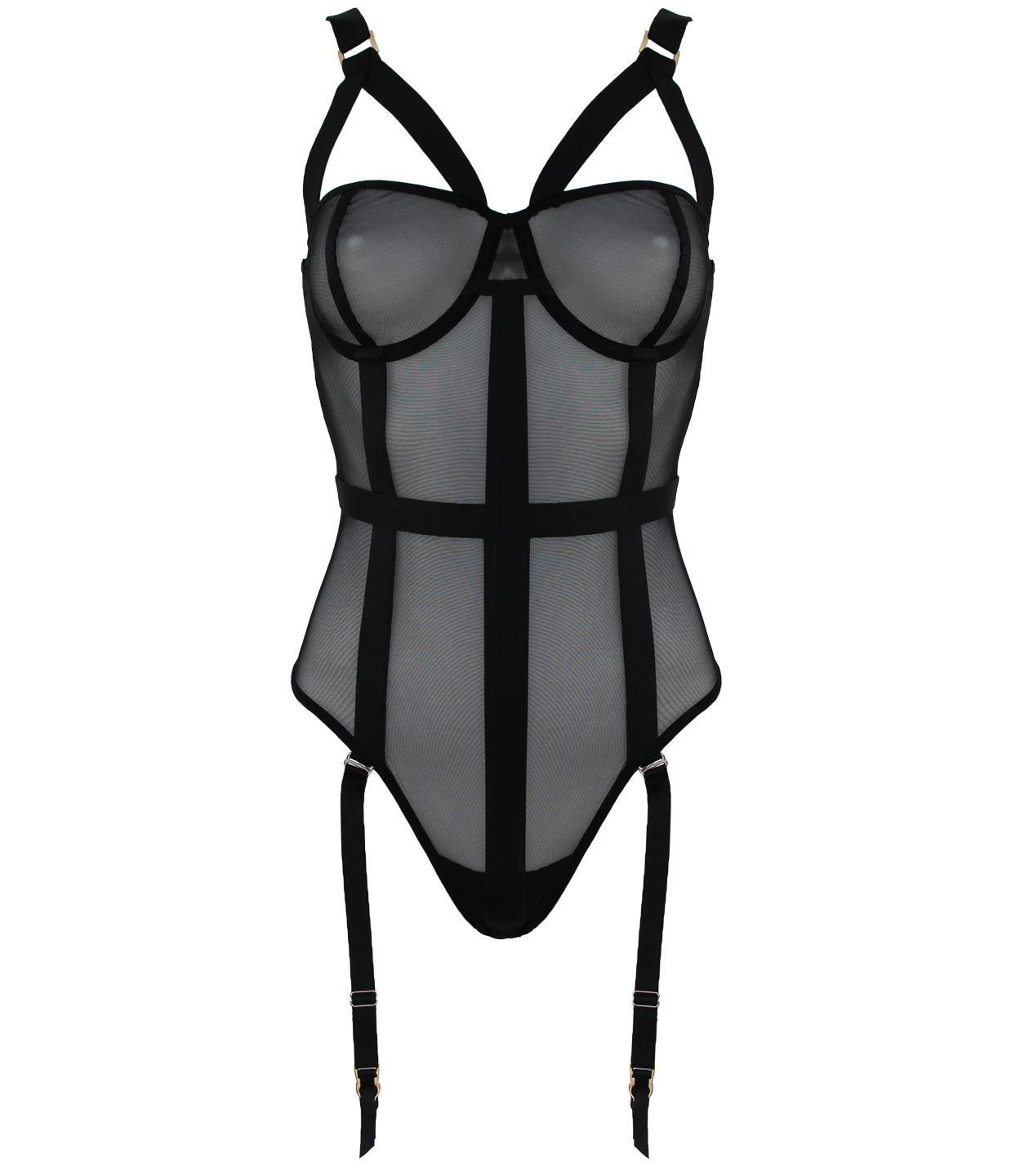 Muse Lingerie Black Mesh One Piece Teddy Size PD002BLK S/M/L/XL
