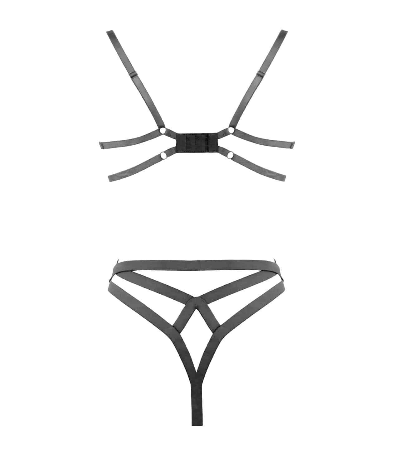 Muse Lingerie Bra With Floral Applique and Criss Cross G-String Black PL013BLK - Size S/M/L/XL