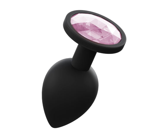 Love In Leather PLU003 Silicone Butt Plug With Gem - MULTIPLE COLOURS