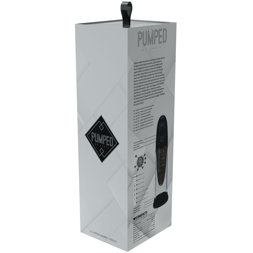 Shots Toys | PUMPED Aqua-Pro Auto Pump - Black/Clear AI-Enabled Submersible Auto Penis Pump