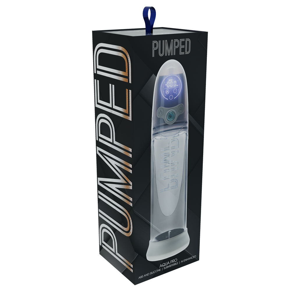 Shots Toys | PUMPED Aqua-Pro Auto Pump - Grey/Clear AI-Enabled Submersible Auto Penis Pump