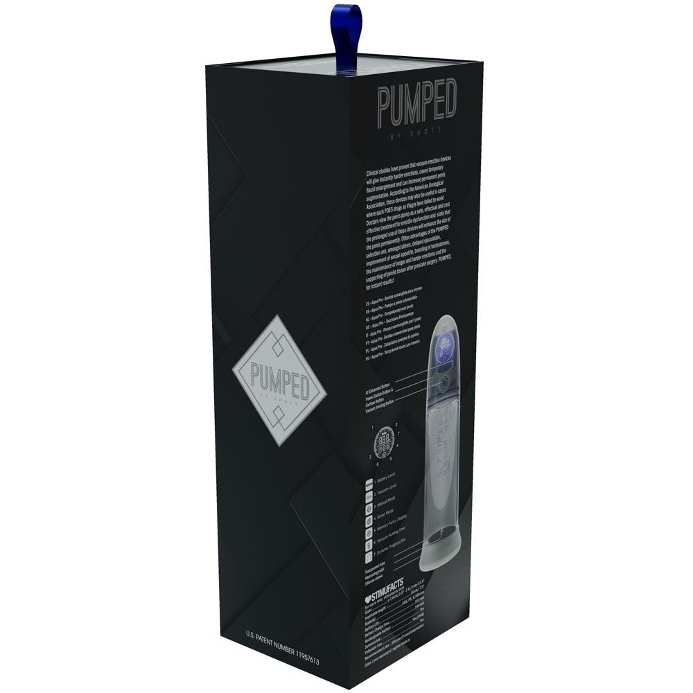 Shots Toys | PUMPED Aqua-Pro Auto Pump - Grey/Clear AI-Enabled Submersible Auto Penis Pump