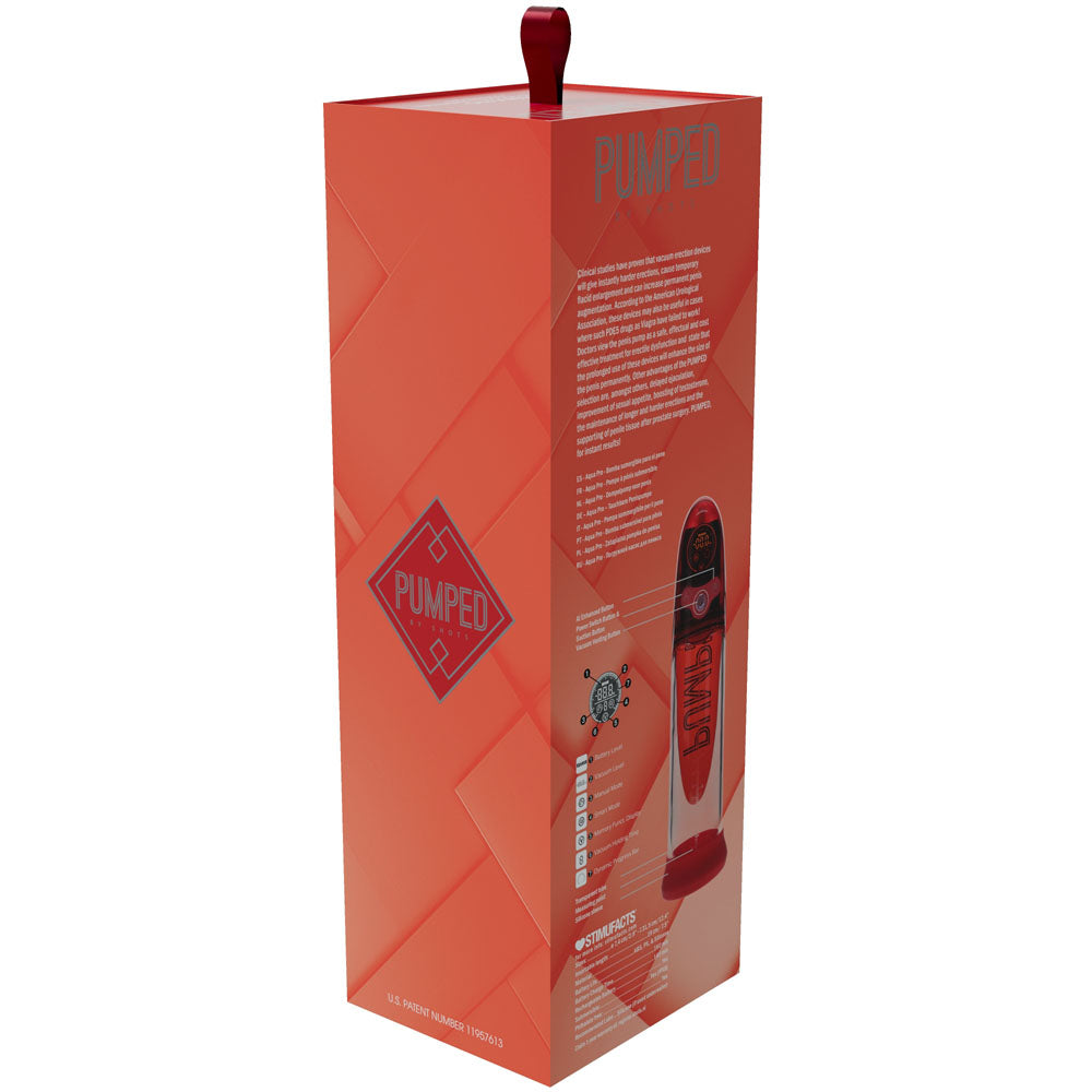 Shots Toys | PUMPED Aqua-Pro Auto Pump - Red/Clear AI-Enabled Submersible Auto Penis Pump