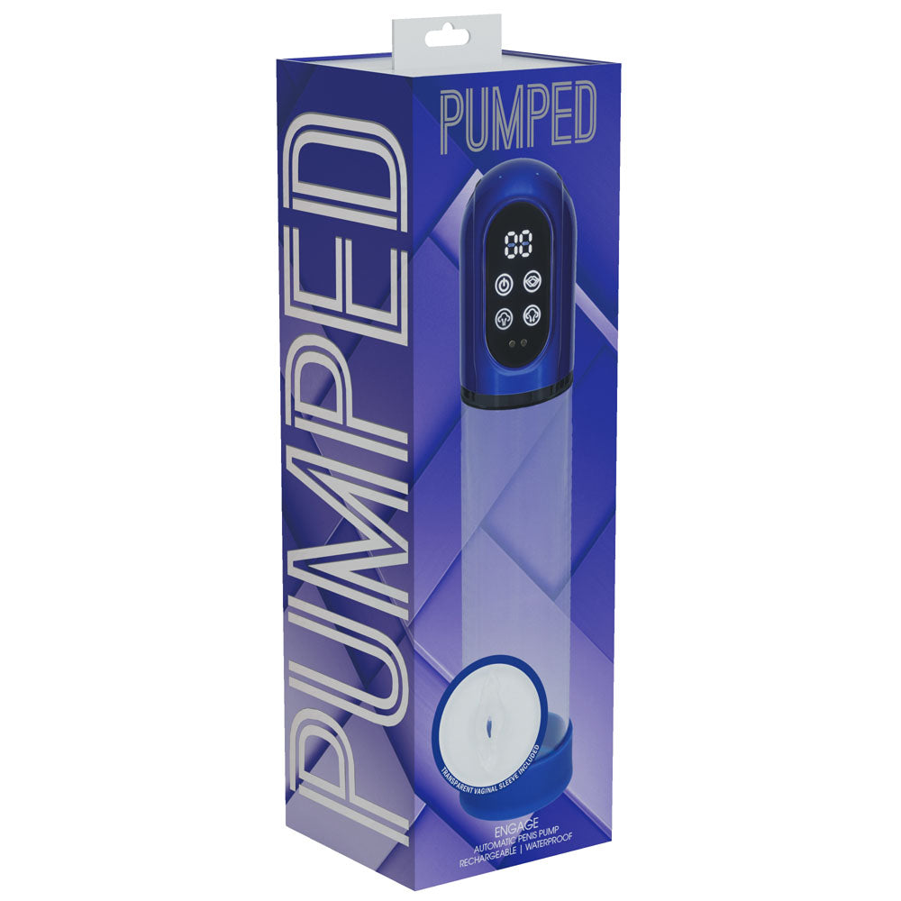Shots Toys | PUMPED Engage Automatic Penis Pump - Metallic Blue Auto Penis Pump