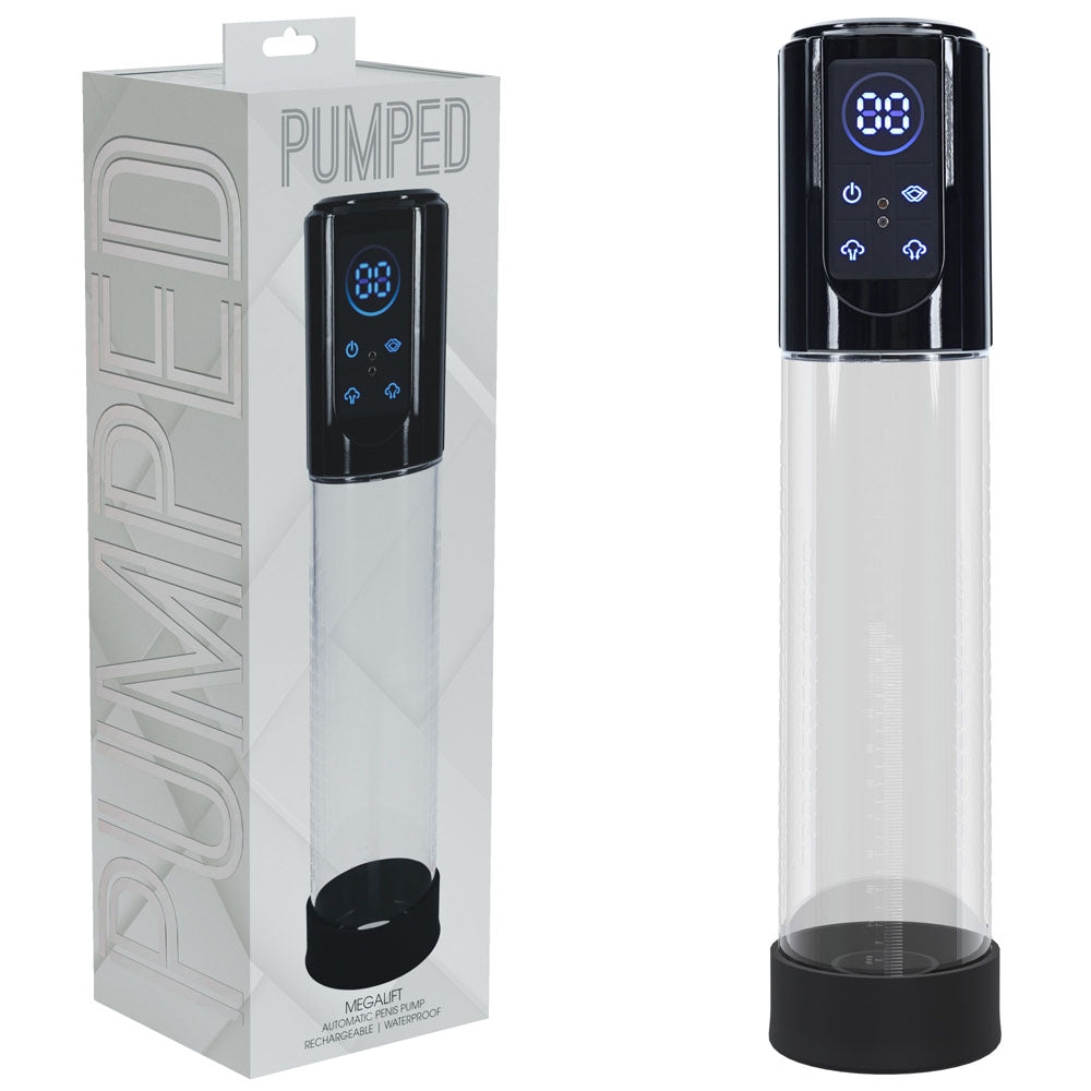 Shots Toys | PUMPED MegaLift Automatic Penis Pump - Black/Clear Auto Penis Pump